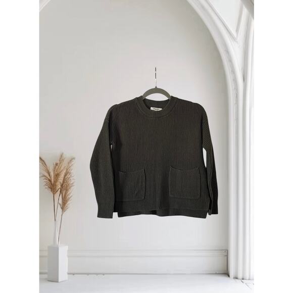MADEWELL Patch Pocket Knit Sweater Dark Forest Green XXS - Picture 1 of 6